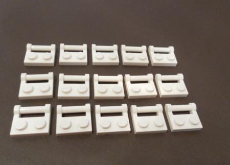 LEGO 15 x Griffplatten 1x2 Platten mit Griff weiß white plate handle 48336