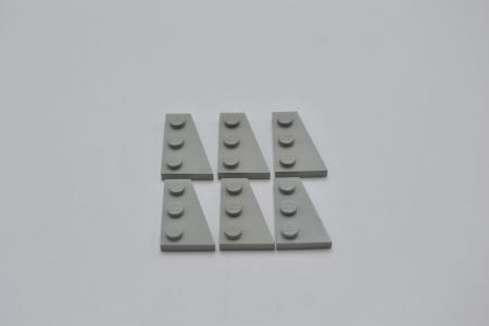 LEGO 6 x FlÃ¼gelplatte rechts althell grau Light Gray Wedge Plate 3x2 Right 43722