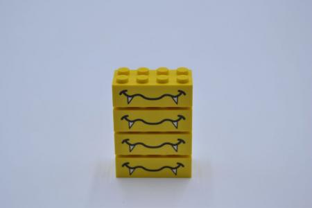 LEGO 4 x Gesichtsstein gelb Yellow Brick 2x4 Wavy Mouth Fangs Pattern 3001pb012