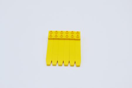 LEGO 6 x Technik Stein Loch Gabel gelb Yellow Technic Forklift Fork 2823