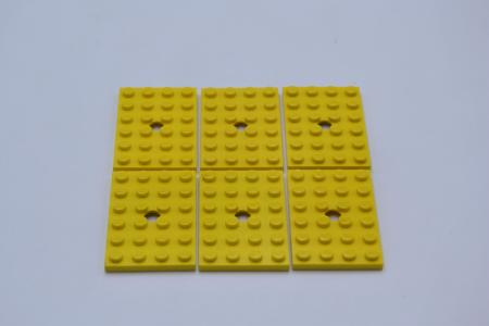 LEGO 6 x Platte Lenkfahrzeug gelb Yellow Plate Modified 4x6 with Hole 709