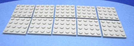 LEGO 10 x Basisplatte Grundplatte althell grau Light Gray Basic Plate 4x4 3031