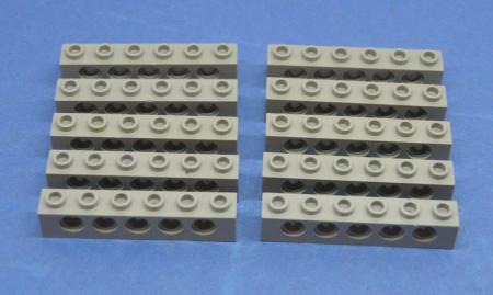 LEGO 10 x Lochstein althell grau Light Gray Technic Brick 1x6 with Holes 3894