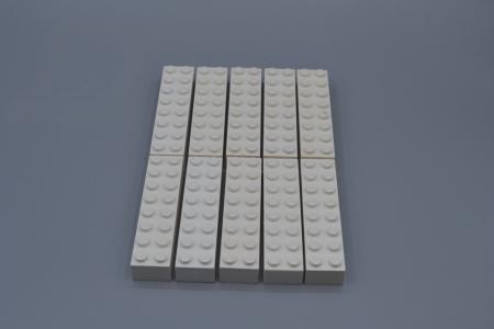 LEGO 10 x Basisstein Baustein Grundbaustein weiÃŸ White Basic Brick 2x8 3007