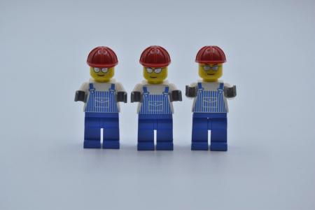 LEGO 3 x Figur Minifigur City Mann Overall blau Streifen ovr030 aus Set 7994