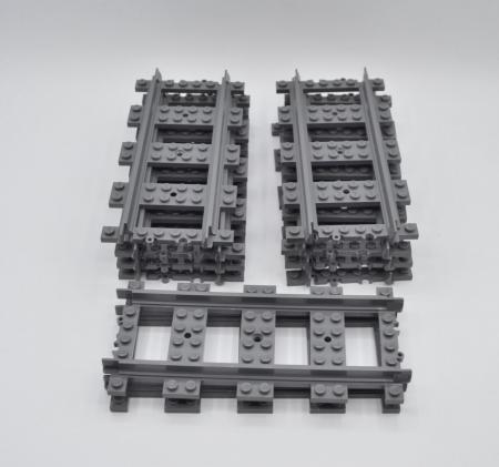 LEGO 10 x Schiene Gerade neues dunkelgrau Dark Bluish Gray Train Straight 53401