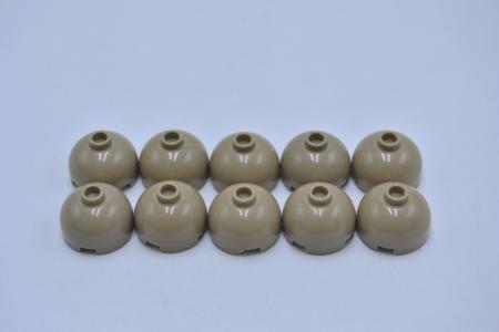 LEGO 10 x Kuppel dunkelbeige Dark Tan Brick Round 2x2 Dome Top Hollow Stud 553c