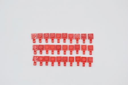 LEGO 30 x Platte mit Clip rot Red Plate 1x1 with U Clip Horizontal Grip 6019