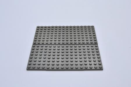 LEGO 8 x Basisplatte Bauplatte alt dunkelgrau Dark Gray Basic Plate 4x8 3035 