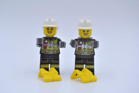 LEGO 2 x Figur Minifigur Minifigs Feuerwehrfrau Firewoman Fire cty0650