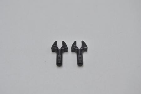 LEGO 2 x mechanische Hand schwarz Black Bar 1L Clip Mechanical Claw Round 48729a