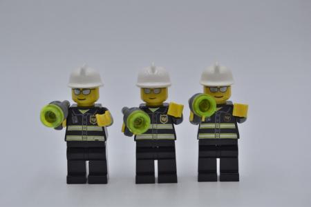 LEGO 3 x Figur Minifigur Feuerwehr Reflektor Streifen Helm weiß wc021