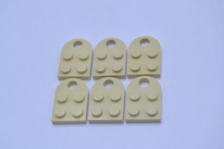 LEGO 6 x AnhÃ¤ngerplatten beige Tan Plate Modified 2x3 with Hole 3176