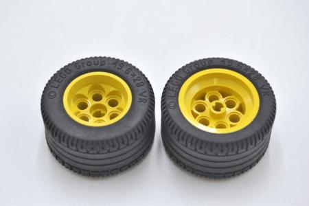 LEGO 2 x Rad Reifen Felge gelb Yellow Wheel Tire 49.6x28 VR 6595c02