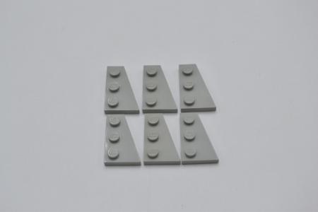 LEGO 6 x FlÃ¼gelplatte rechts althell grau Light Gray Wedge Plate 3x2 Right 43722