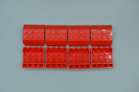 LEGO 8 x Dach DoppelschrÃ¤gstein rot Red Slope 45 4x4 Double with Hinge 4857