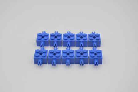 LEGO 10 x Technik Stein 2x2 Kreuzloch mit 2 Pins blau blue technic brick 30000