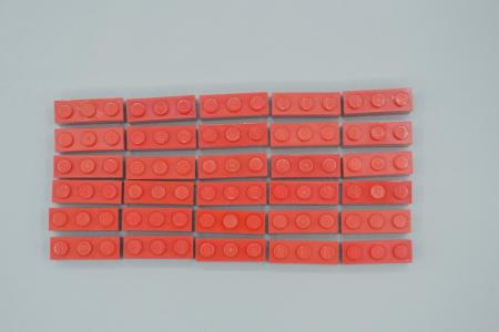 LEGO 30 x Basisstein Baustein Grundstein rot Red Basic Brick 1x3 3622