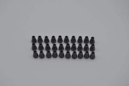 LEGO 30 x Kegel neues dunkelgrau Dark Bluish Gray Cone 1x1 with Top Groove 4589b