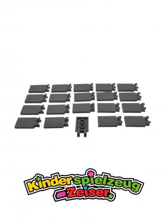 LEGO 20 x Fliese Fahne neues dunkelgrau Dark Bluish Gray 2x3 2 U Clips 30350c