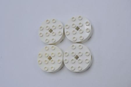 LEGO 4 x Rundstein weiÃŸ White Brick Round 4x4 4 Side Pin Side Pin Holes 6222