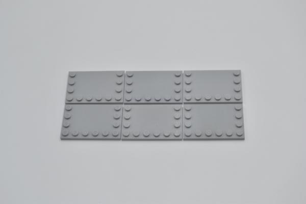 LEGO 6 x Fliese Randnoppe neuhell grau Light Bluish Gray Tile 4x6 6180