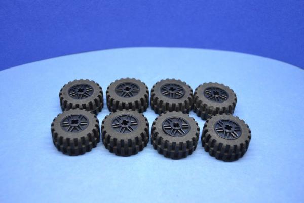 LEGO 8 x Reifen Felge schwarz Black Wheel 18mm D. x14mm Axle Hole 55982c01