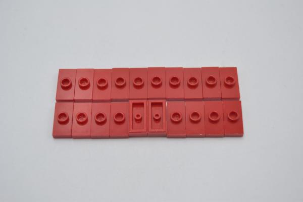 LEGO 20 x Fliese mit Noppe rot Red Plate Modified 1x2 with 1 Stud Groove 3794b