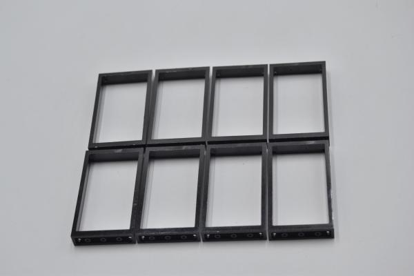 LEGO 8 x Fensterrahmen schwarz Black Door Frame 1x4x6 Two Holes Top Bottom 60596