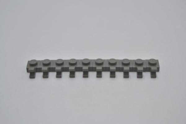 LEGO 10 x Platte mit Clip alt dunkelgrau Dark Gray Plate 1x1 U Clip 6019