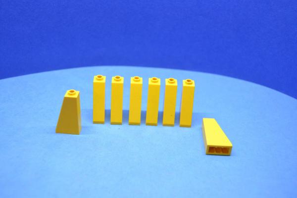 LEGO 8 x SÃ¤ule SchrÃ¤gstein gelb Yellow Slope 75 2x1x3 Open Stud 4460a