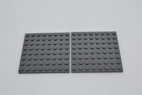 LEGO 2 x Basisplatte Bauplatte neues dunkelgrau Dark Bluish Gray Plate 8x8 41539