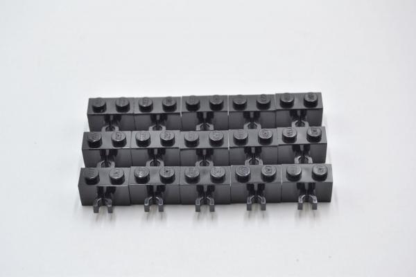 LEGO 15 x Stein schwarz Black Brick Modified 1x2 with Clip 30237