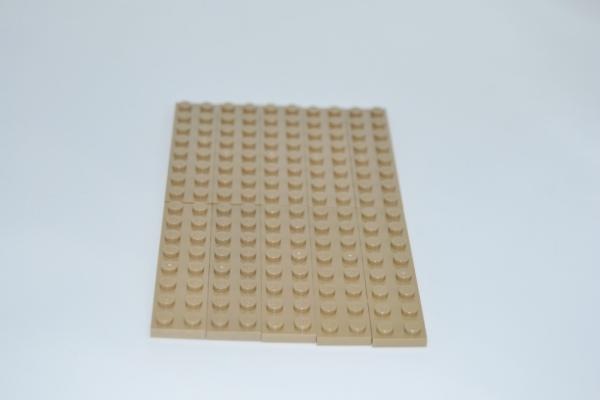 LEGO 10 x Basisplatte Bauplatte dunkelbeige Dark Tan Basic Plate 2x8 3034