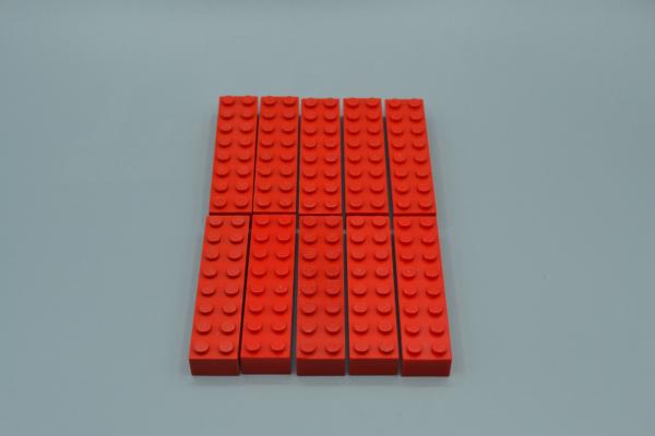 LEGO 10 x Basisstein Baustein Grundstein rot Red Brick 2x8 3007 300721