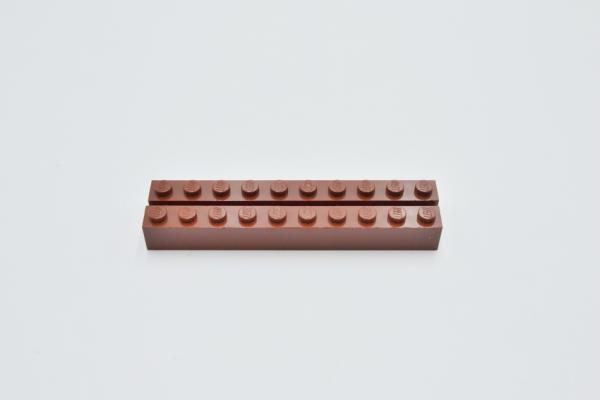 LEGO 2 x Basisstein rotbraun Reddish Brown Basic Brick 1x10 6111 4264633