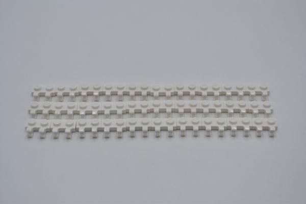 LEGO 30 x Platte 2 Clip weiÃŸ White Plate Mod. 1x2 with 2 Open O Clips 60470b