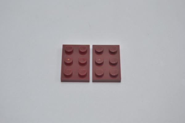 LEGO 2 x Basisplatte Bauplatte dunkelrot Dark Red Basic Plate 2x3 3021 4177047