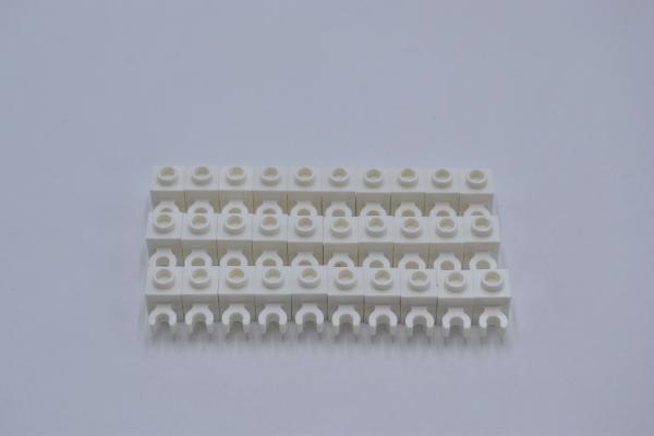 LEGO 30 x Stein O Clip weiÃŸ White Brick 1x1 with Open O Clip Hollow Stud 60475b