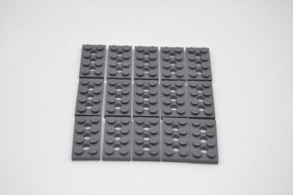 LEGO 15 x Technic Platte neues dunkelgrau Dark Bluish Gray Plate 2x4 Holes 3709b