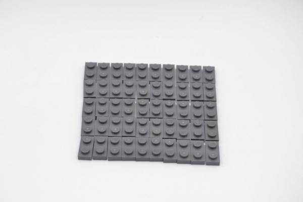 LEGO 50 x Basisplatte neues dunkelgrau Dark Bluish Gray Plate 1x2 3023 