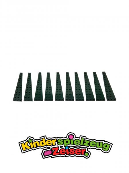 LEGO 10 x FlÃ¼gelplatte rechts dunkelgrÃ¼n Dark Green Wedge Plate 12x3 Right 47398