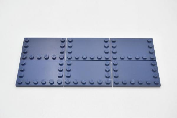 LEGO 6 x Fliese Randnoppe dunkelblau Dark Blue Tile 4x6 with Studs on Edges 6180