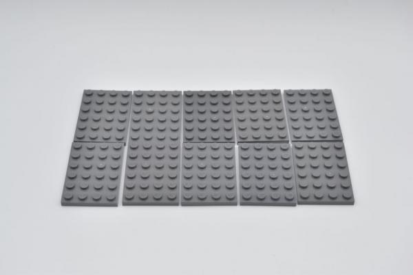 LEGO 10 x Basisplatte neues dunkelgrau Dark Bluish Gray Plate 4x6 3032 