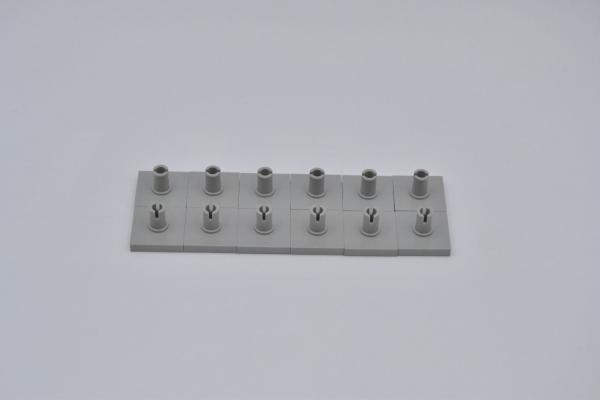 LEGO 12 x Platte Pin oben althell grau Light Gray Tile 2x2 with Pin 2460