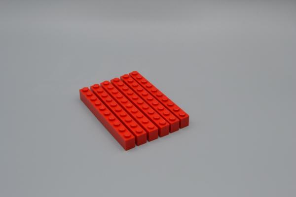 LEGO 6 x Basisstein Baustein Grundstein rot Red Brick 1x10 6111 611121