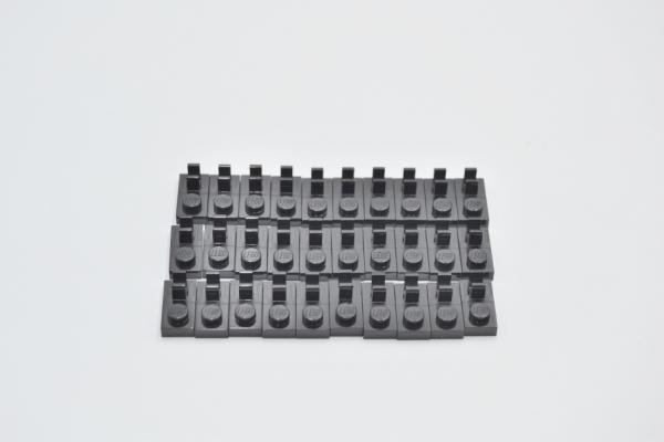 LEGO 30 x Platte mit Clip oben schwarz Black Plate Modified 1x2 92280 4598528