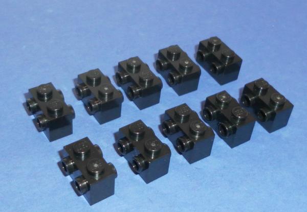 LEGO 10 x Snot Konverter schwarz Black Brick Modified 1x2 Studs 2 Sides 52107