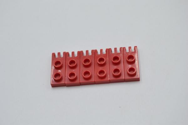 LEGO 6 x Scharnier 3 Finger red Rot Hinge Plate 1x2 with 3 Fingers 4275b