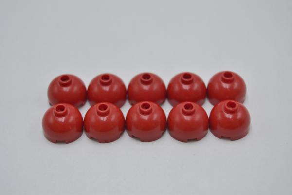 LEGO 10 x Rundstein Kuppel rot Red Brick Round 2x2 Dome Top Open Axle 553